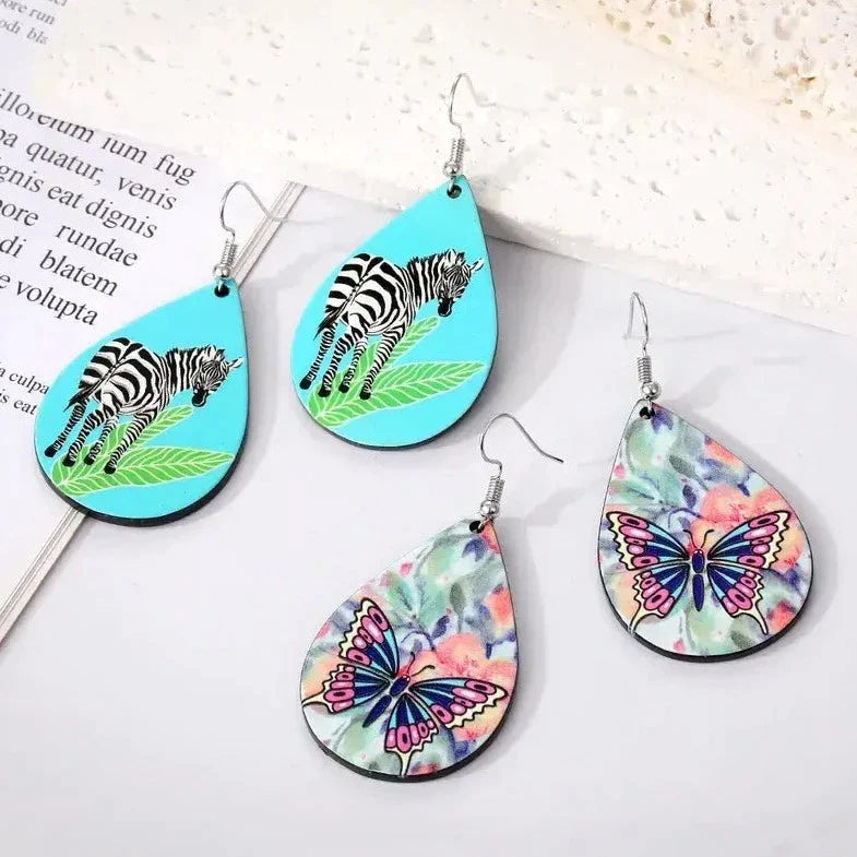 Kids earrings - Zebra painting - Acrylic