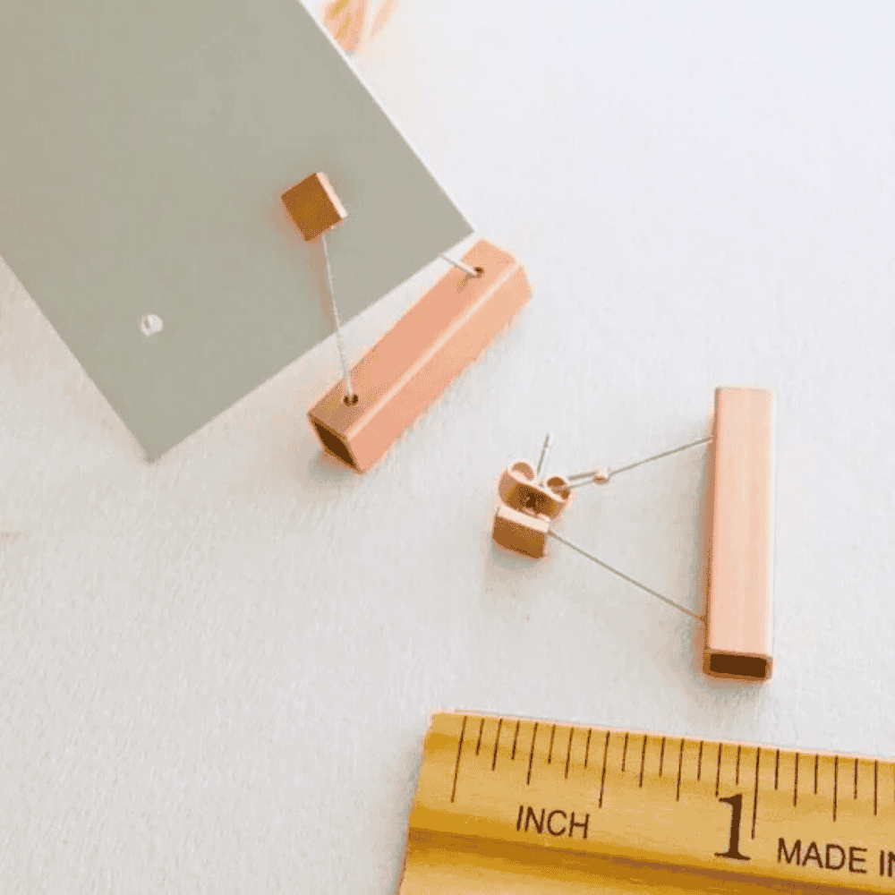 1- Bohemian Style Rose Gold Plated Earrings - Geometric Metal Earrings