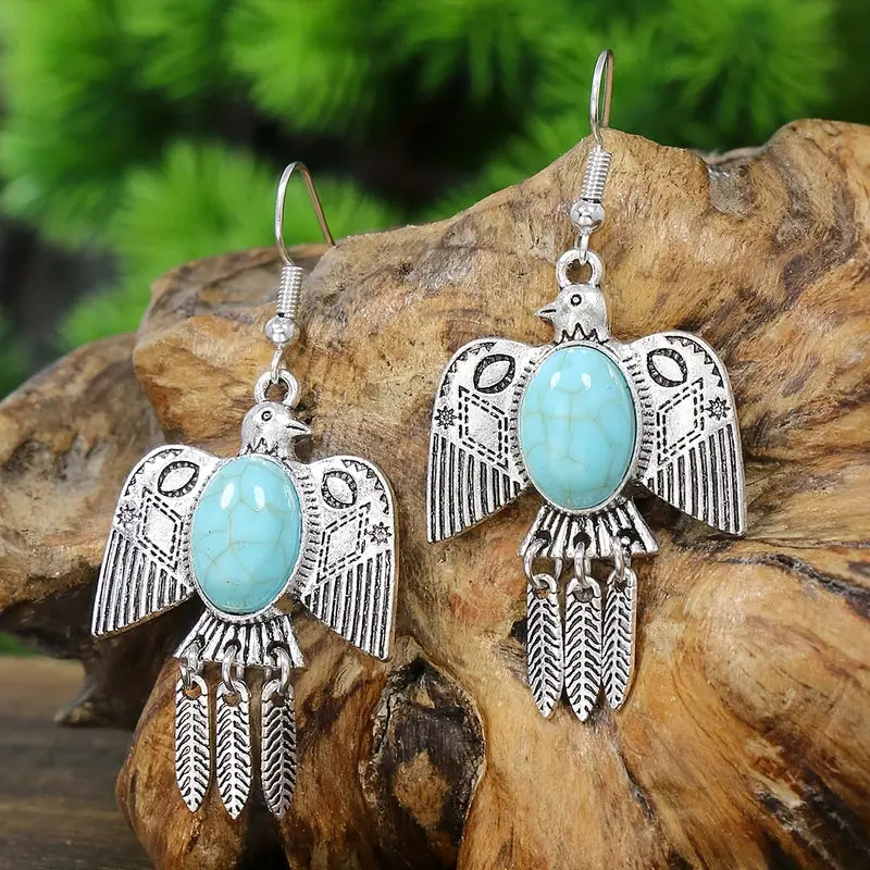 1- Boho chic earrings - Bold Turquoise Statement Earrings