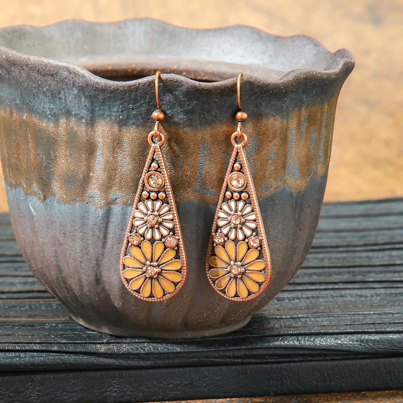 1- Spiral Soul Metal Floral Drops - Drop Earrings for Women