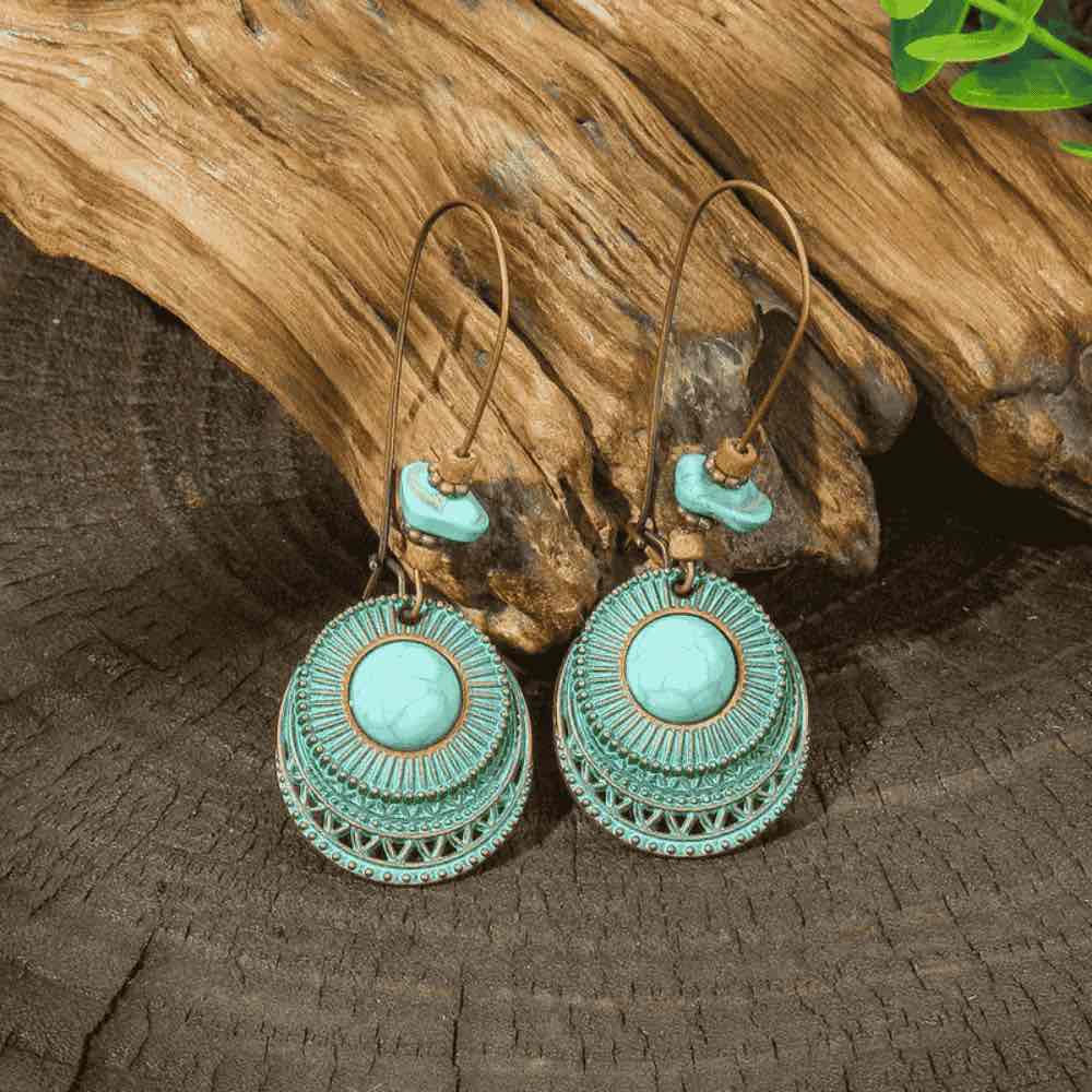 Turquoise Earrings Oxidised - Style 5