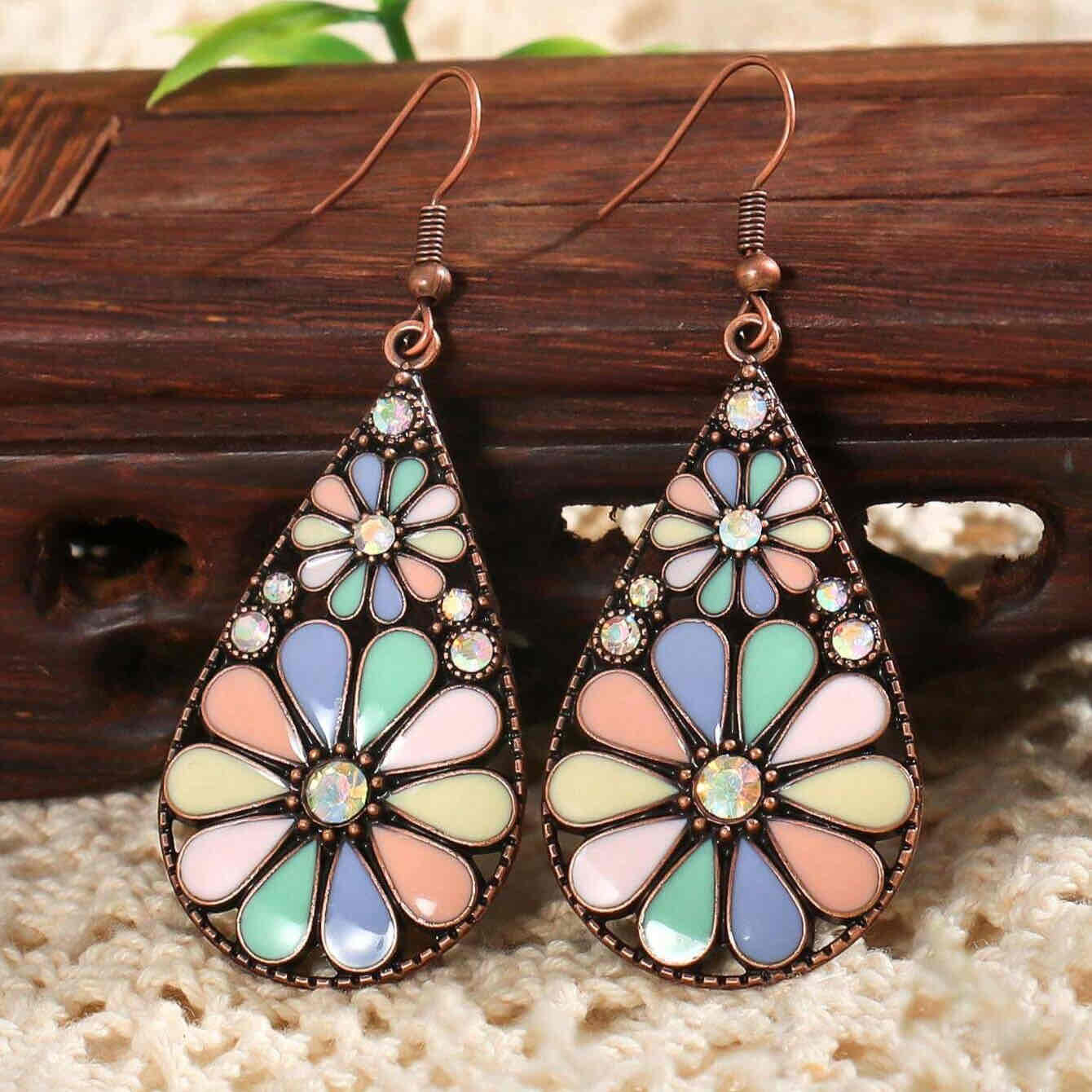 1- Soulful Metal Floral Drops - Teardrop Earrings for Women