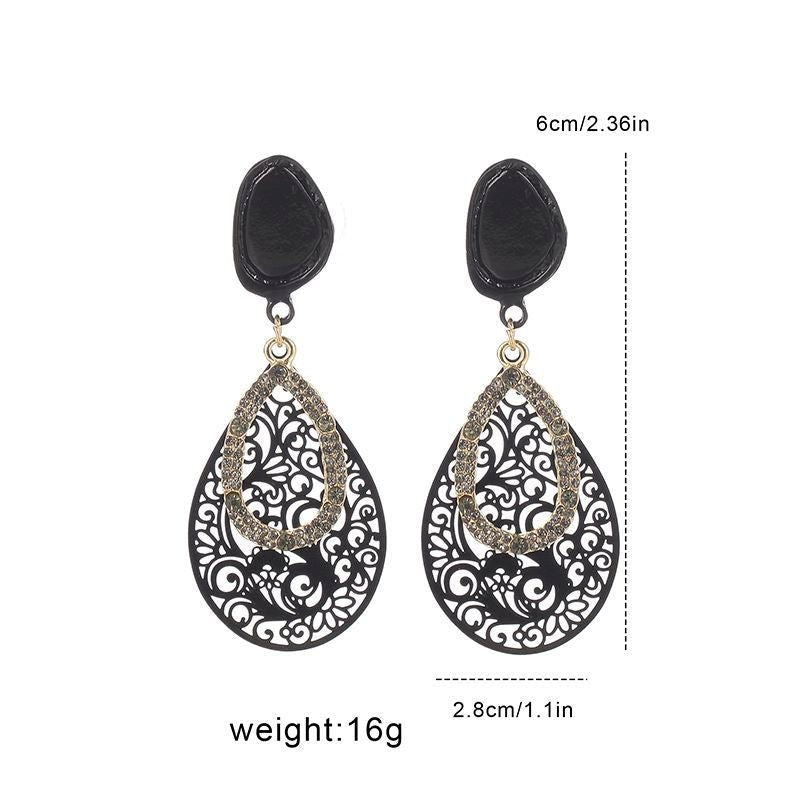 Image of an earring - Black Earrings - Evening Teardrop Earrings by Zuzus Trove