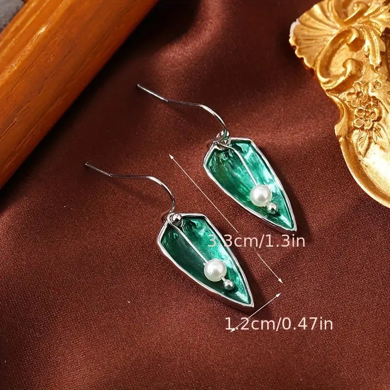 Image of an earring - Green Earrings - Pearl Drop Earrings by Zuzus Trove