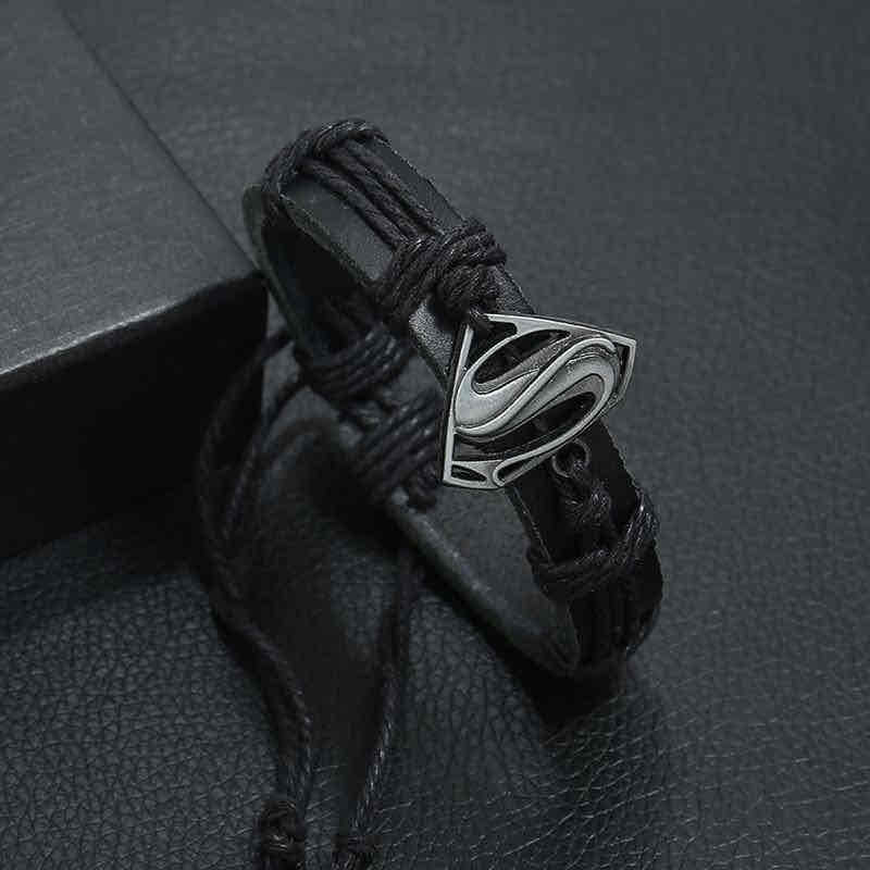 Image of an earring - Leather Bracelets - Super Man - Bracelets for Men by Zuzus Trove