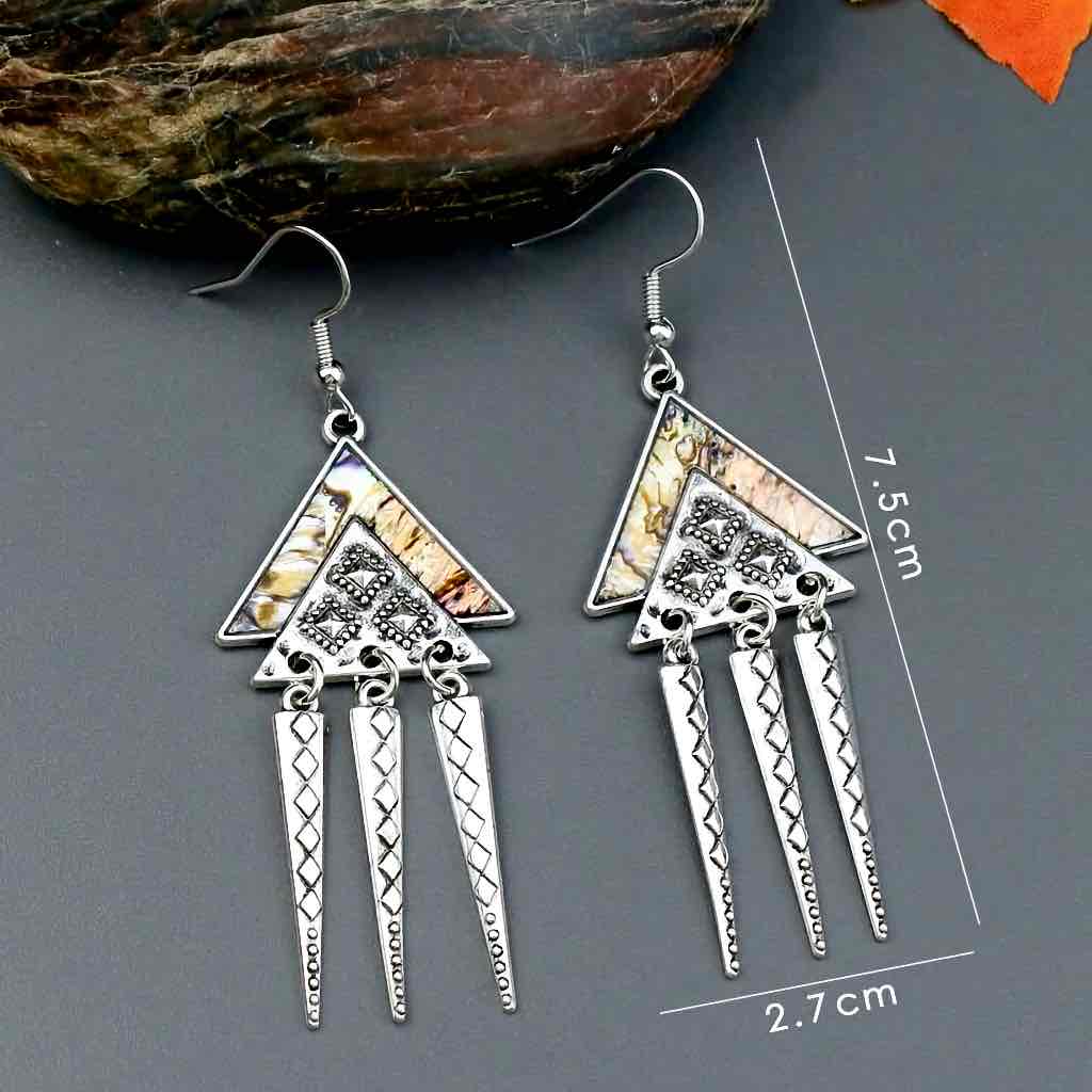 Image of an earring - Premium | Abalone Shell Geometric Earrings (Silver) by Zuzus Trove