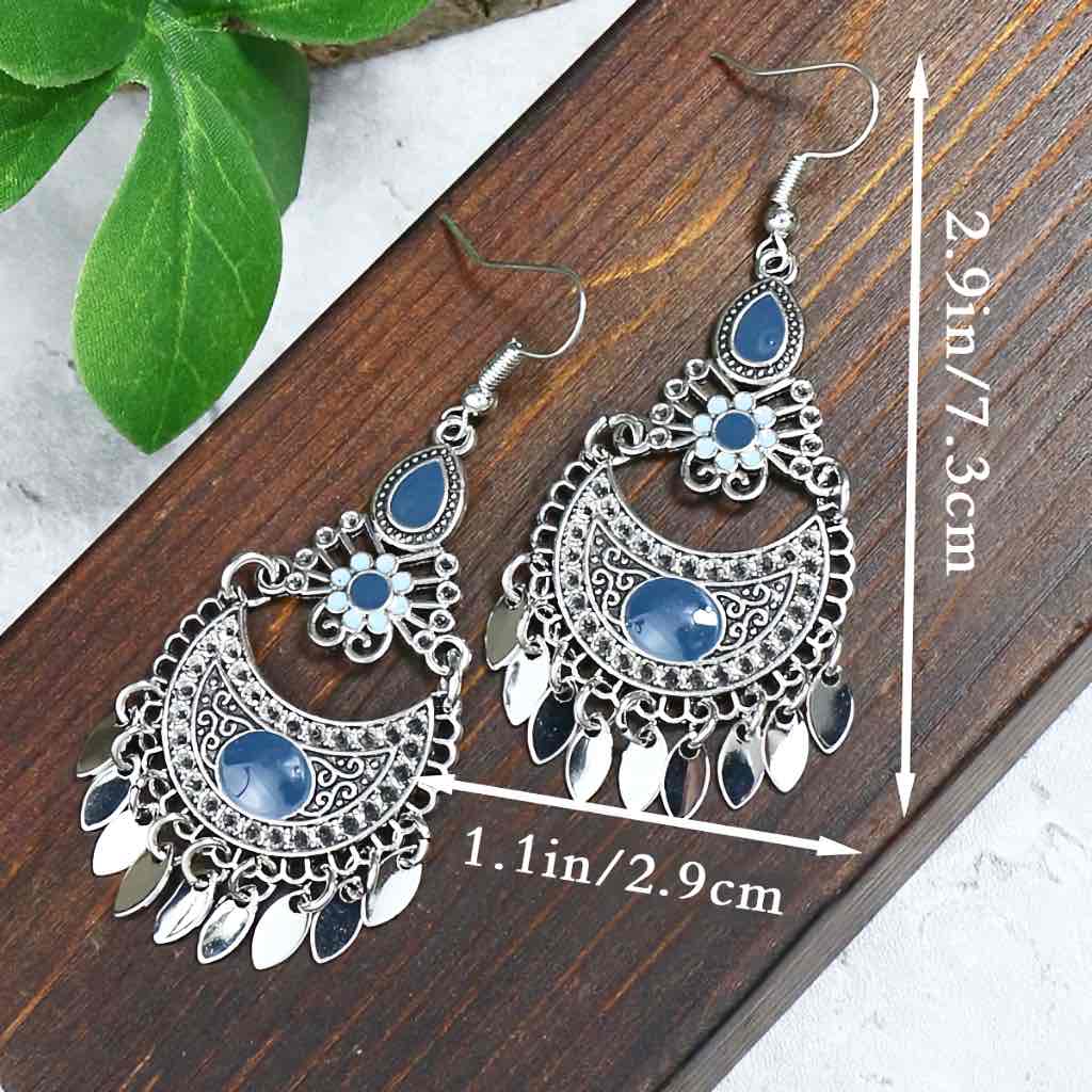 Image of an earring - Premium | Ethnic Blue Stone Earrings by Zuzus Trove