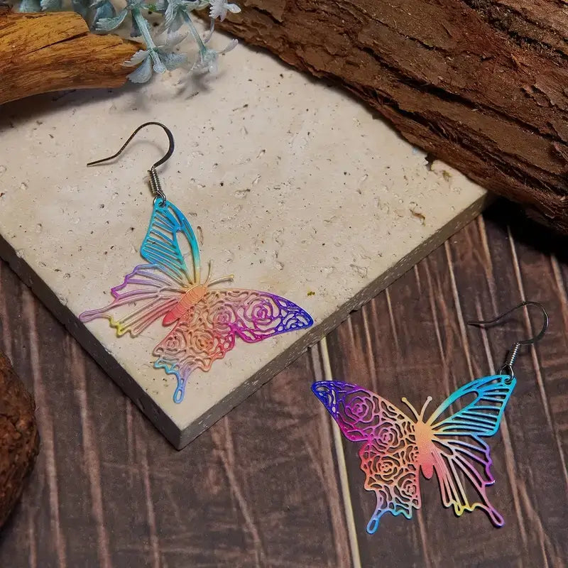 Rainbow Butterfly Delicate Earrings