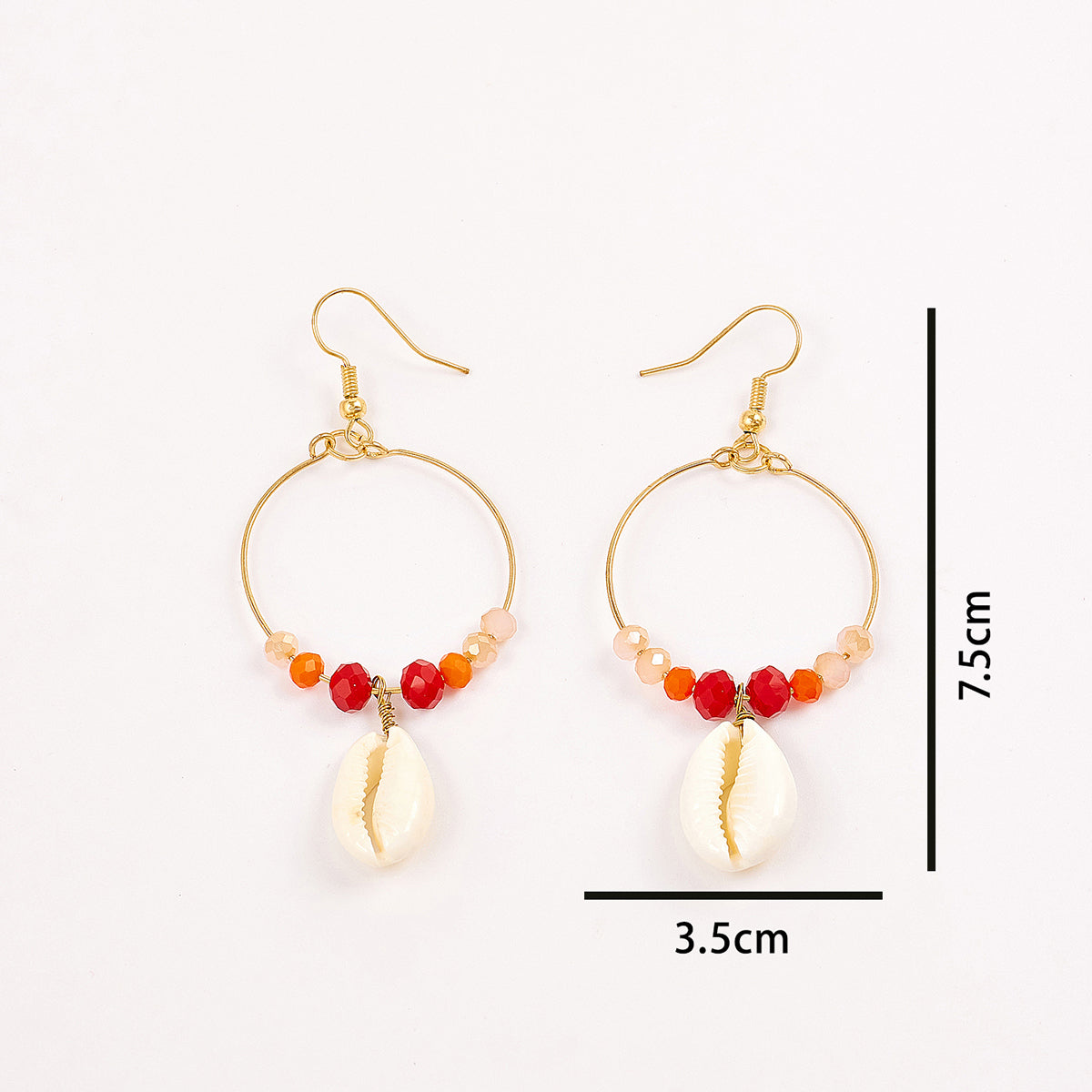 Beaded Hoop Shell Earrings