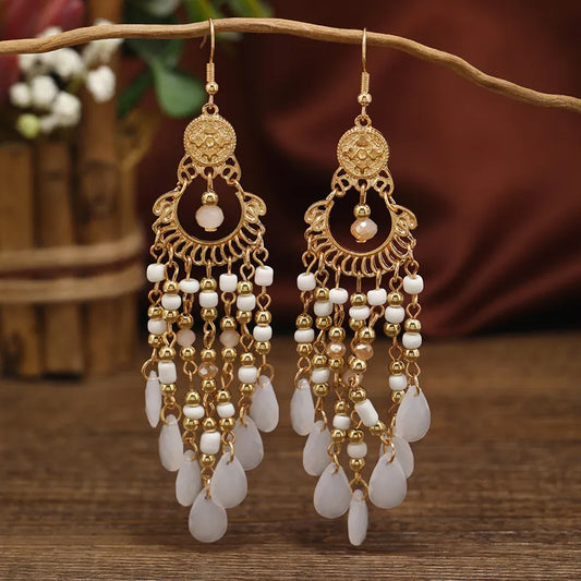 Premium - Ethnic Danglers - White