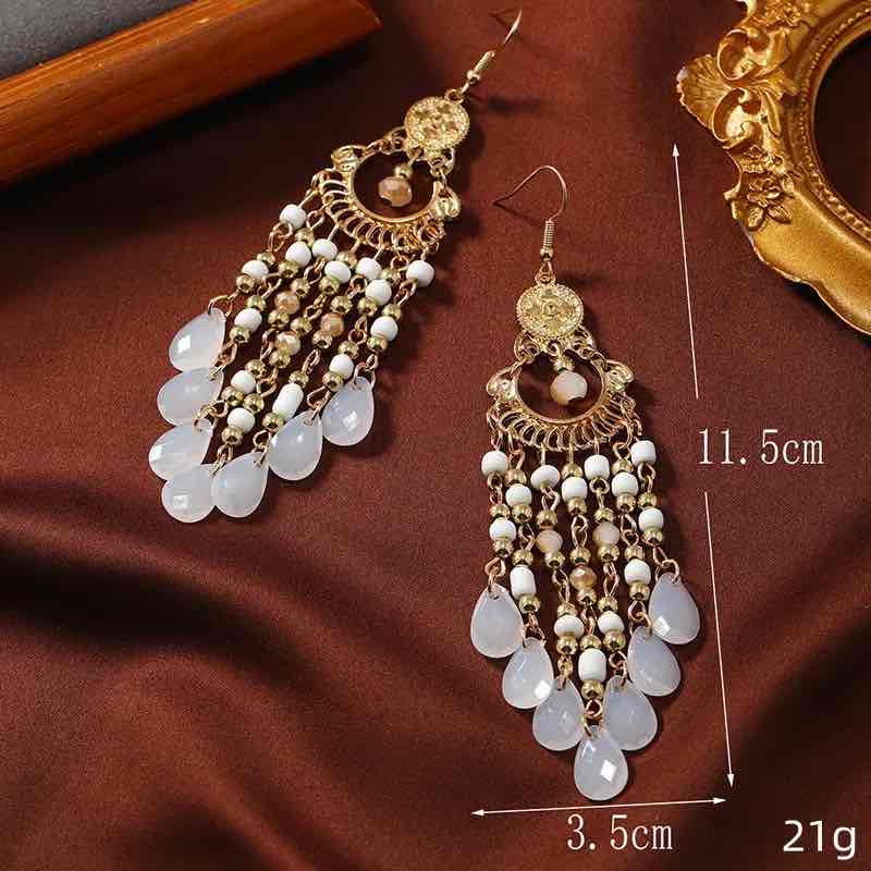 Premium - Ethnic Danglers - White