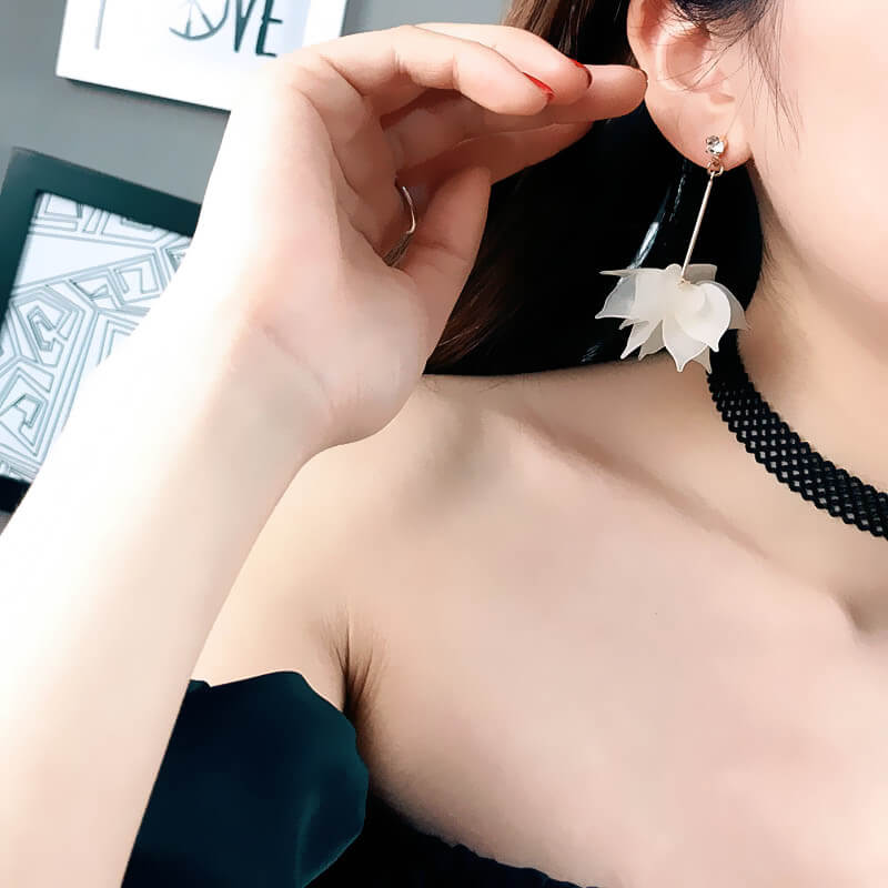 Korean Lotus Stud Earrings