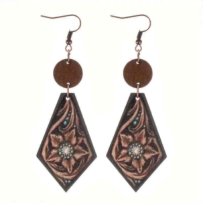 Wood Painting Earrings