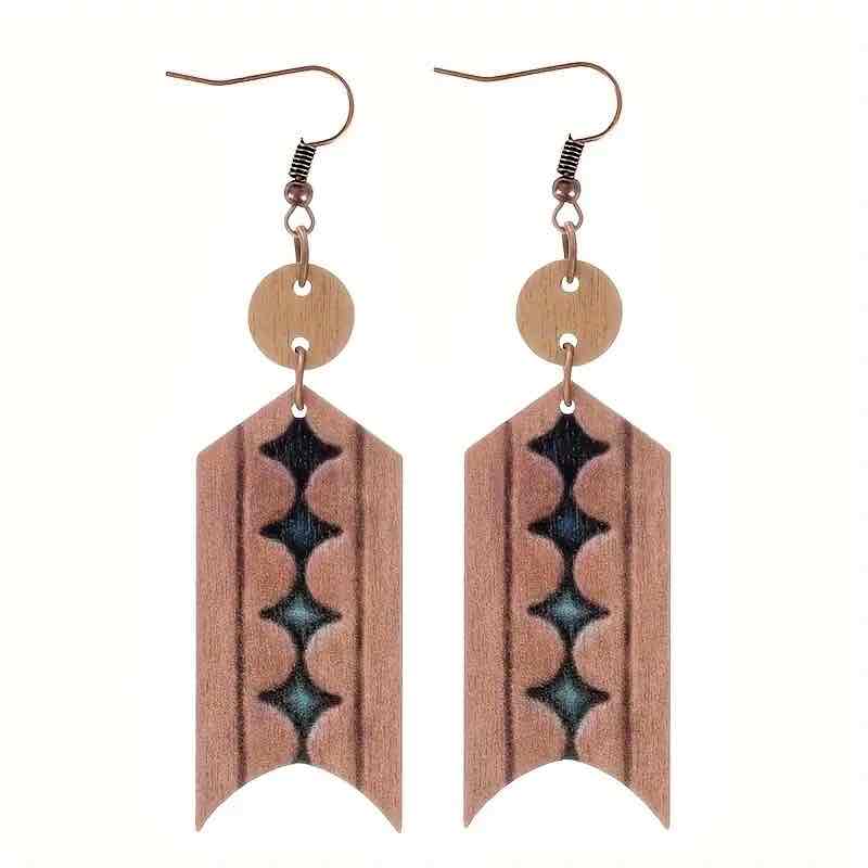 Wood Painting Earrings