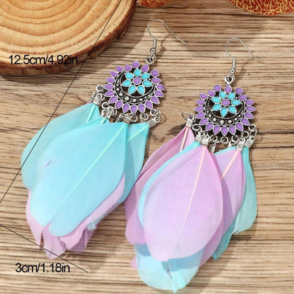 Light Purple and Blue Earrings-Feather Earrings