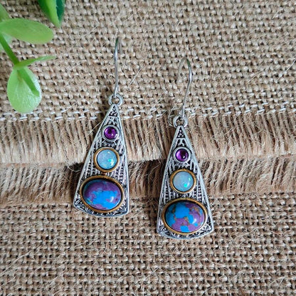 Blue Stone Earrings-Designer Silver Earrings