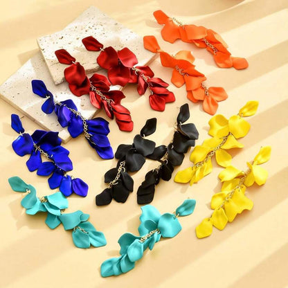 Luxury Series |  Long Drop Statement Earrings - Black