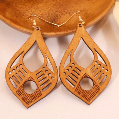 Wood Earrings-Fancy Large Party Earrings