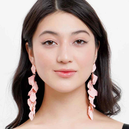 Luxury Series | Korean Long Drop Statement Earrings - Baby Pink