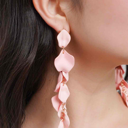 Luxury Series | Korean Long Drop Statement Earrings - Baby Pink