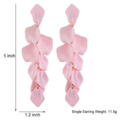 Luxury Series | Korean Long Drop Statement Earrings - Baby Pink