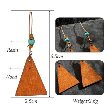 Boho - Wooden Earrings - Long Earrings (Triangular)