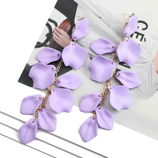 Luxury Series | Korean Long Drop Statement Earrings - Lavender