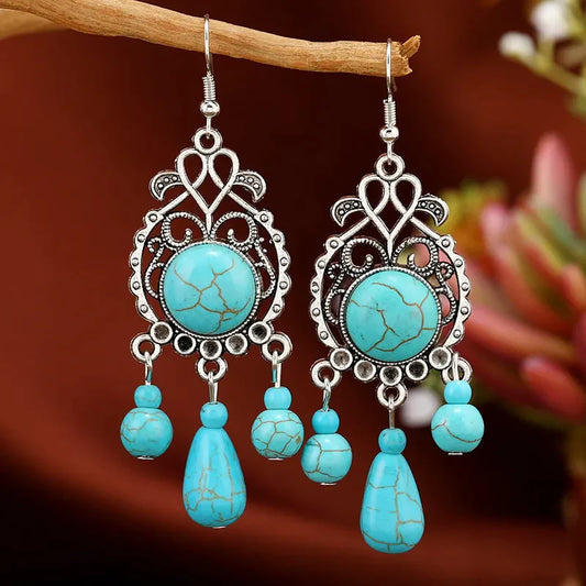 Designer Turquoise Beaded Earrings
