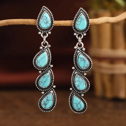 Premium Turquoise Hanging Raindrop Earrings