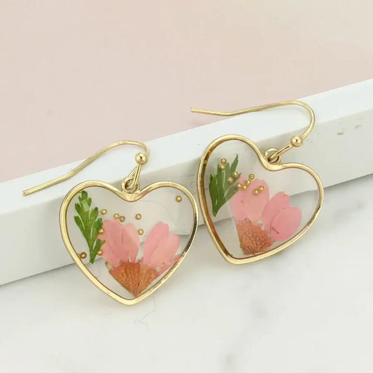 Lovers Earring Set-Pink (Pressed Flowers)