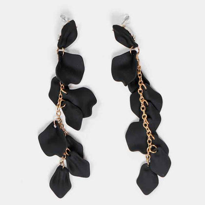 Luxury Series |  Long Drop Statement Earrings - Black