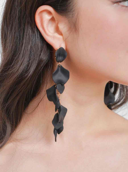 Luxury Series |  Long Drop Statement Earrings - Black