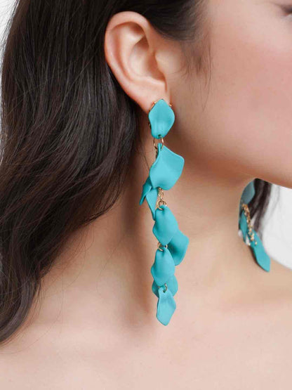 Luxury Series | Korean Long Drop Statement Earrings - Teal