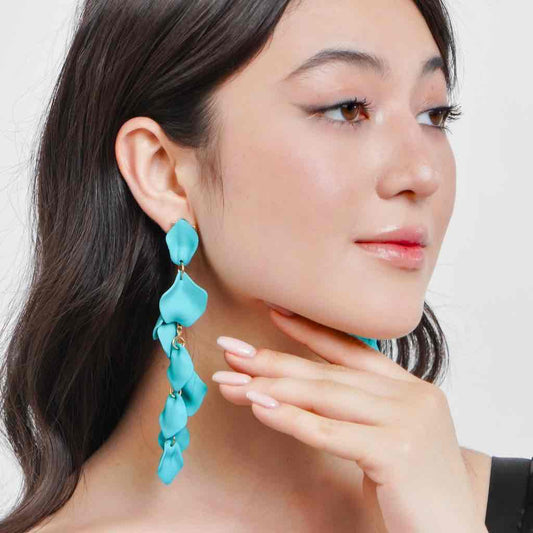 Luxury Series | Korean Long Drop Statement Earrings - Teal