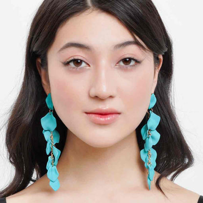 Luxury Series | Korean Long Drop Statement Earrings - Teal