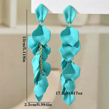 Luxury Series | Korean Long Drop Statement Earrings - Teal