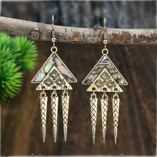 Premium| Exquisite Abalone Shell Geometric Earrings (Gold)