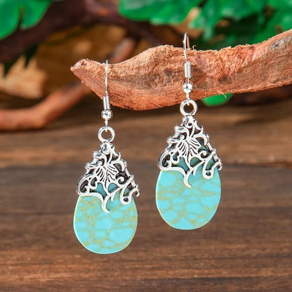 Turquoise Earrings Oxidised - Style 23
