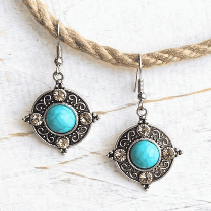 Turquoise Earrings Oxidised - Style 18