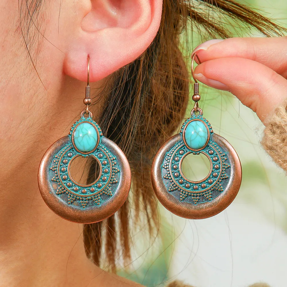 1- Oxidized Hoop Metal Earrings - Boho Earrings for Women