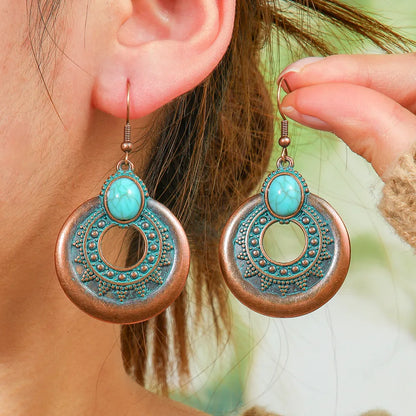 1- Oxidized Hoop Metal Earrings - Boho Earrings for Women