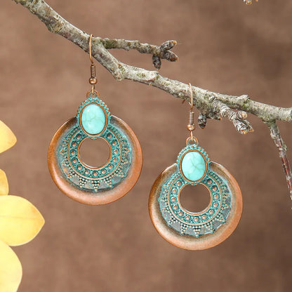 1- Oxidized Hoop Metal Earrings - Boho Earrings for Women