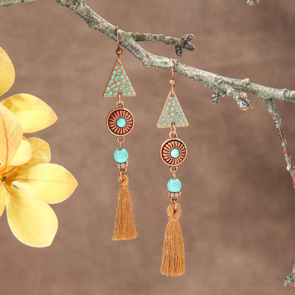 1- Boho Tassel Earrings - Oxidized Metal Earrings