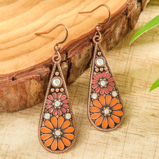 1- Boho Metal Floral Drops - Drop Earrings for Women