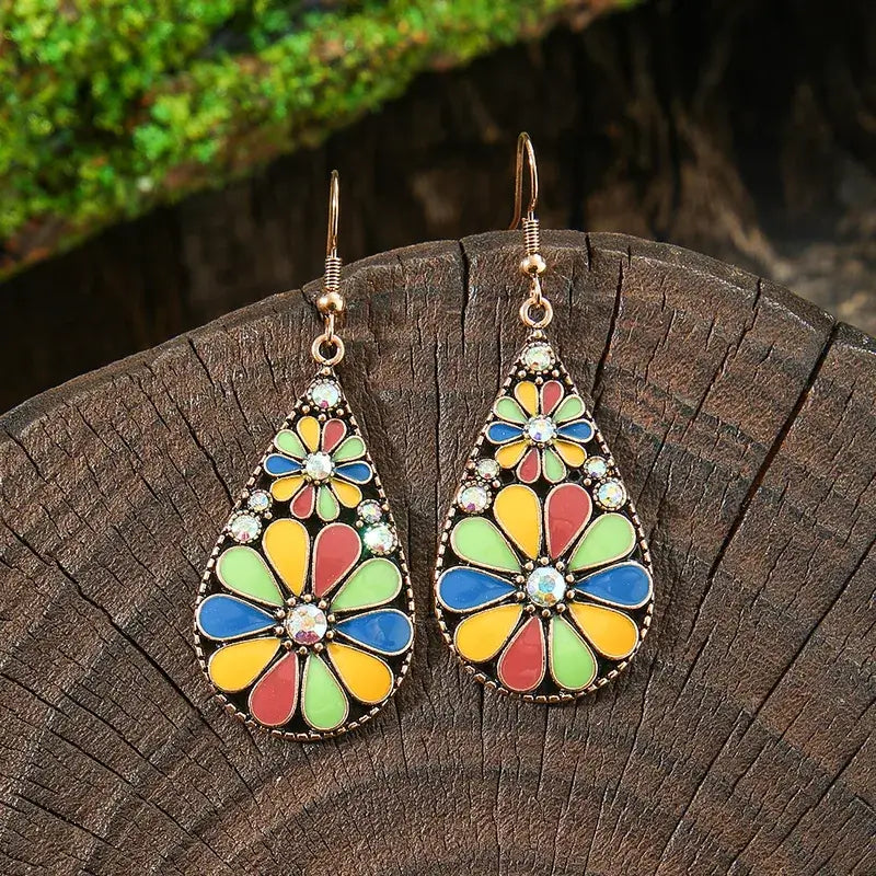 1- Soulful Metal Floral Drop Earrings - Teardrop Earrings for Women