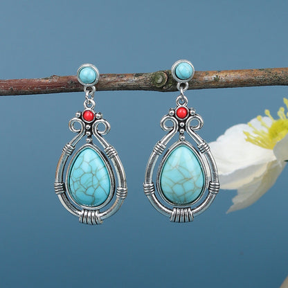 Turquoise Earrings Oxidised - Style 16