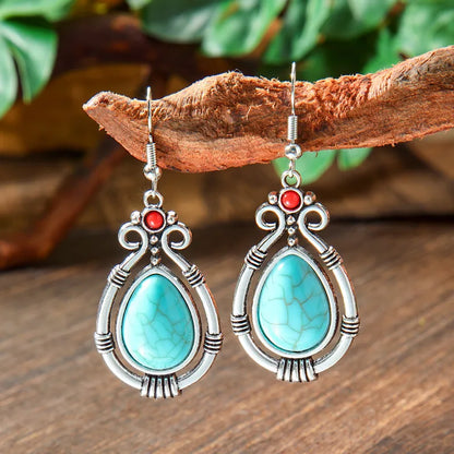Turquoise Earrings Oxidised - Style 16
