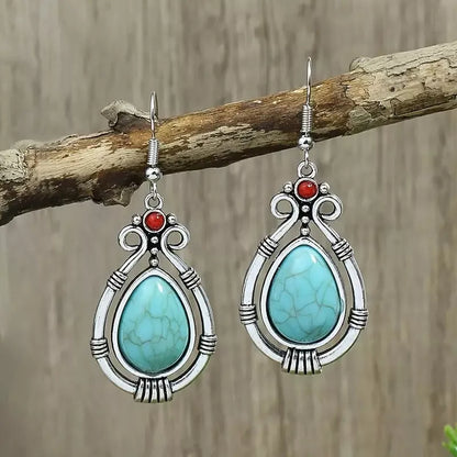 Turquoise Earrings Oxidised - Style 16