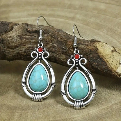 Turquoise Earrings Oxidised - Style 16
