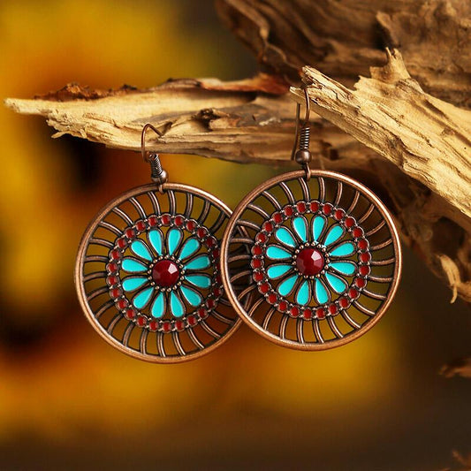 1- Boho Spiral Round Earrings - Metal Earrings